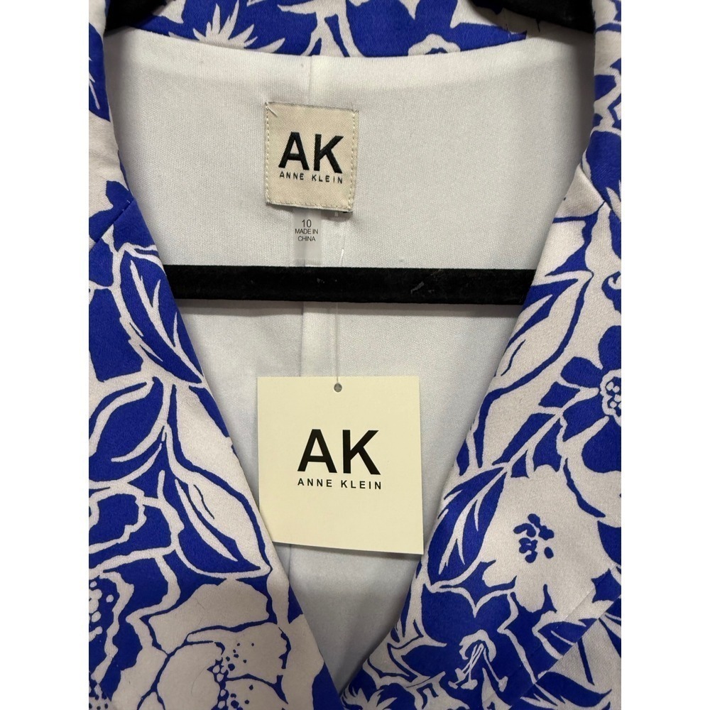Anne Klein Blue Floral Tea Ruffled Tie Waist Dress  Size 10 NWT - Picture 5 of 5
